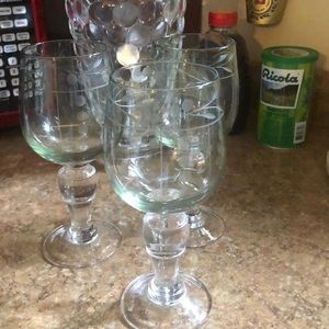 3 beautiful wine glasses light moss green